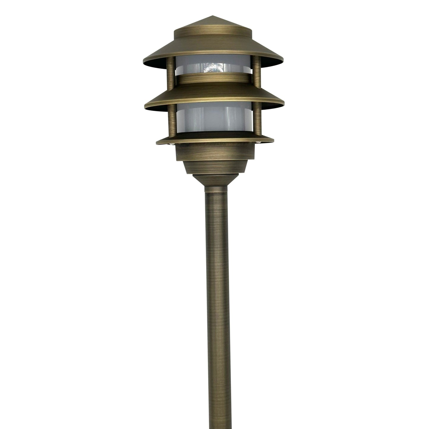 Antique brass pagoda path light hero