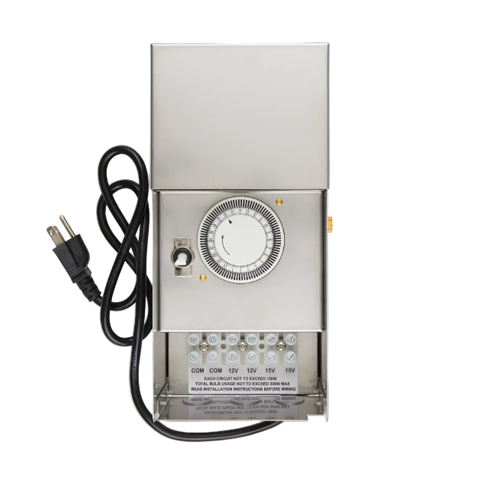 40-300W Stainless Magnetic Low Voltage Transformer Built In Timer & Photocell