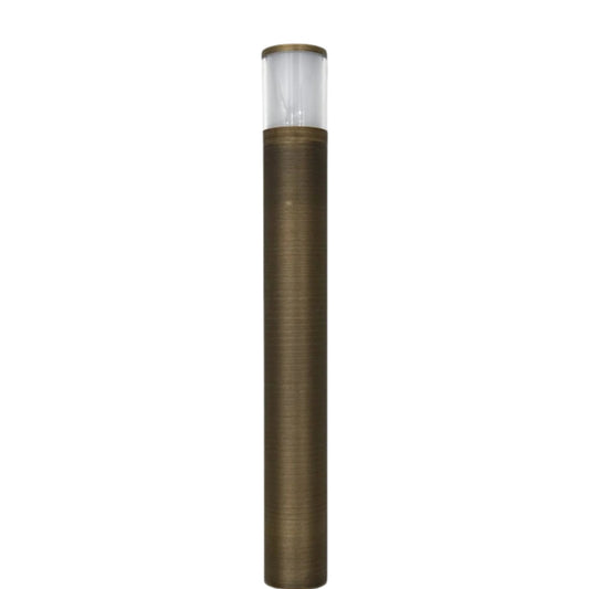 Bronze cylindrical bollard light on a white background